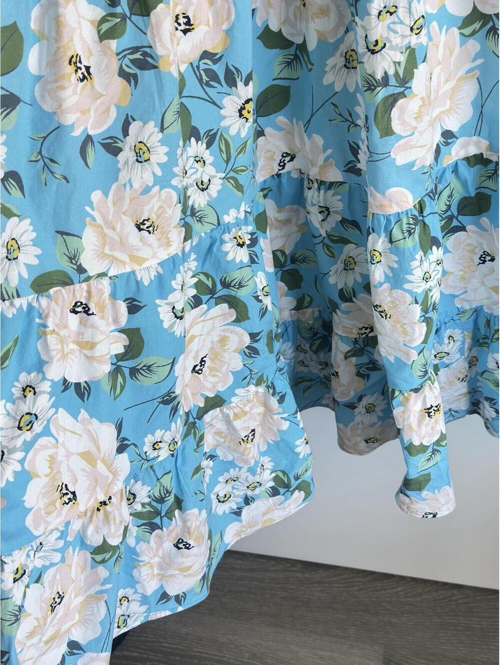 Yumi Kim Wonder Garden Blue Floral Tie Strap Midi Dress Size 6 - Picture 6 of 8